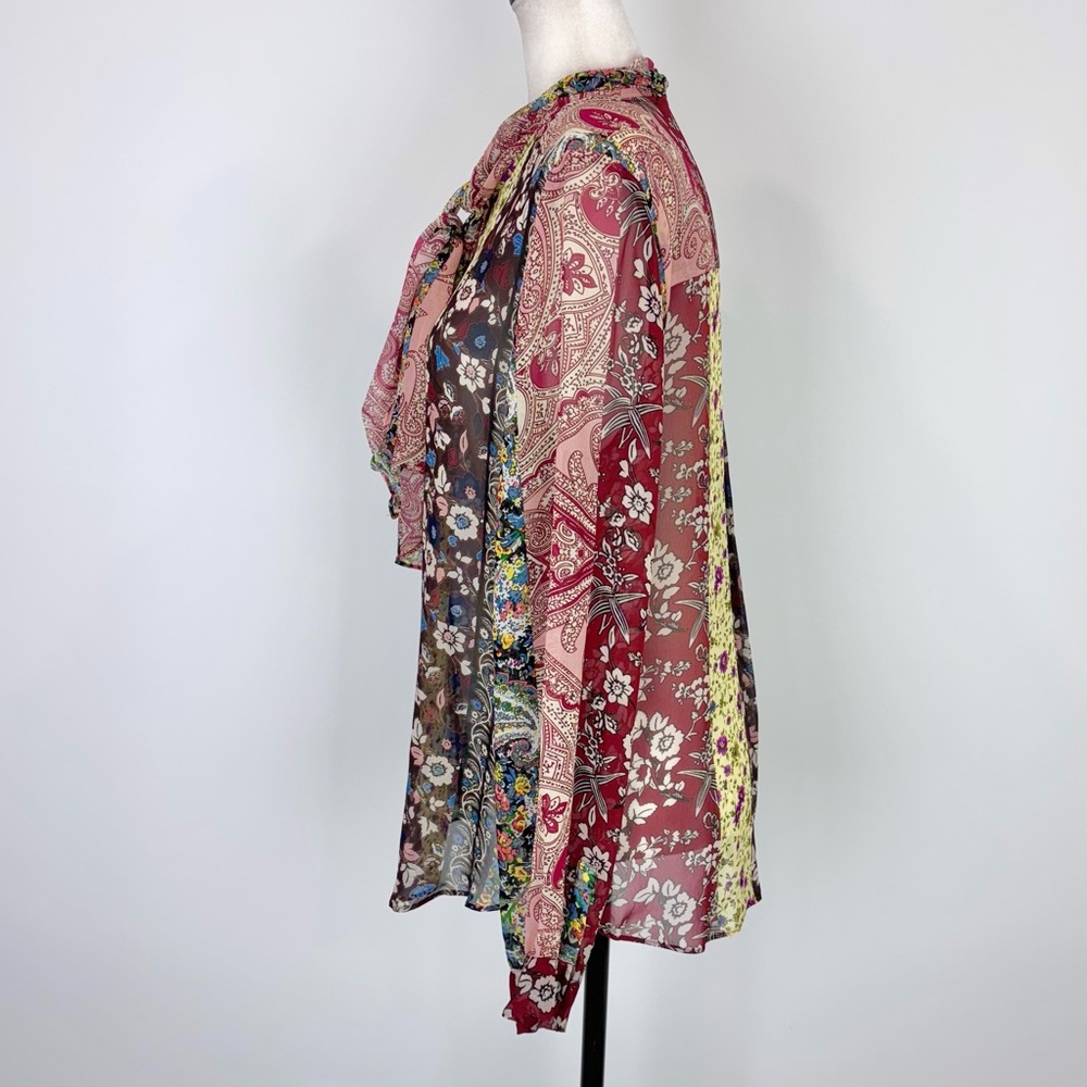 Zara patchwork print bow blouse - Picture 6 of 8